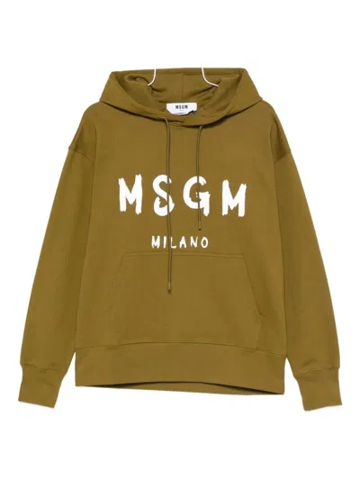 Msgm Logo Sweatshirt In Green