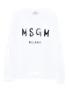 Msgm Logo-print Crew-neck Sweatshirt In White