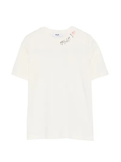 Msgm Logo T-shirt In White