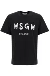 Msgm Cotton T-shirt With Front Printed Logo In Black