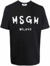 Msgm Cotton T-shirt With Front Printed Logo In Black