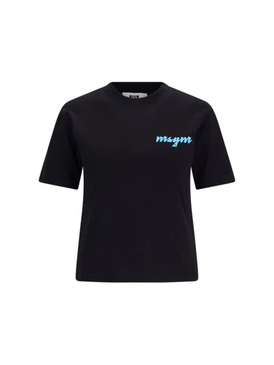 Msgm Logo T-shirt In Black  