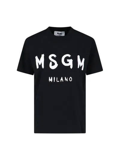 Msgm Logo T-shirt In Black  