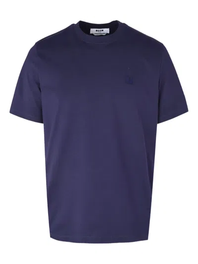Msgm Logo T-shirt In Blue