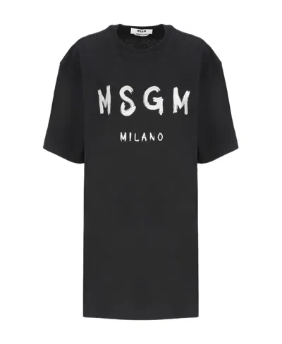 MSGM MSGM LOGO PRINTED T-SHIRT DRESS