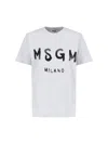 Msgm Logo Cotton T-shirt In Gray