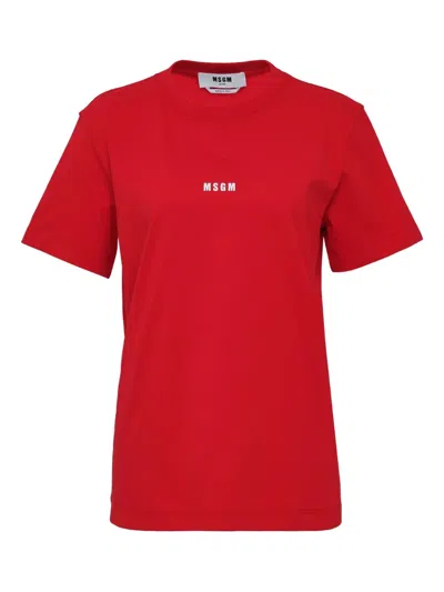 Msgm Logo T-shirt In Red