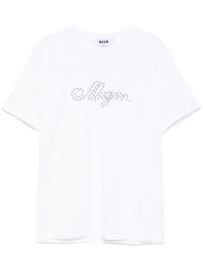 Msgm T-shirt Mit Logo In Weiss