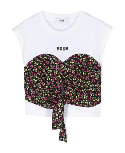 Msgm Logo T-shirt With Round Neck In Black