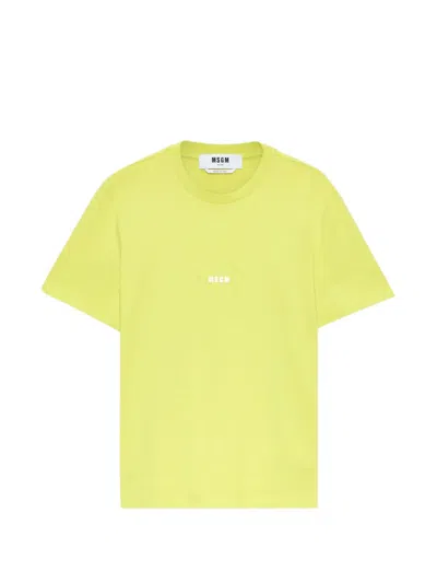 Msgm Logo T-shirt In Yellow