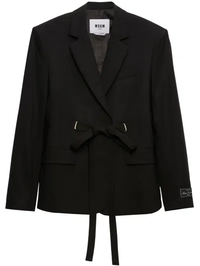 Msgm Logo-tag Blazer In Black