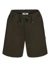 Msgm Logo-tag Shorts In Green