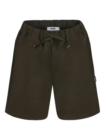 Msgm Kids' Logo-tag Shorts In Green
