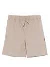 Msgm Logo-tag Shorts In Neutrals