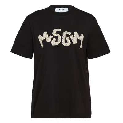 Msgm Logo Tee In Black