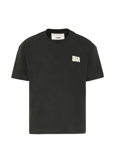 Msgm Kids' Logo T-shirt In Black