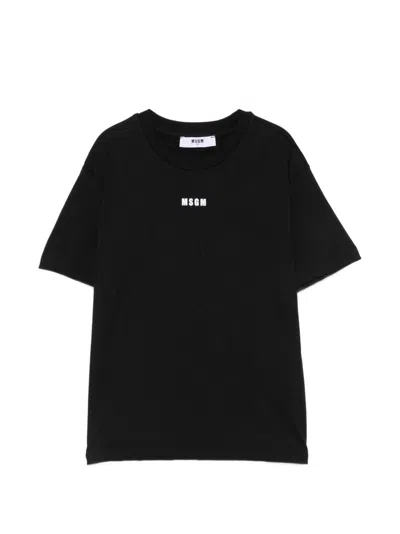 Msgm Kids' Logo T-shirt In Black