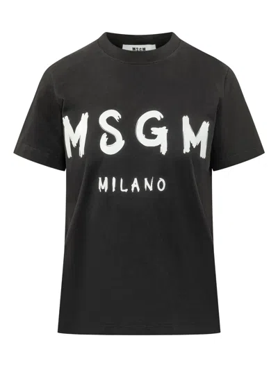 Msgm Logo T-shirt In Black