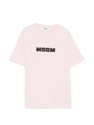 Msgm Kids' Logo T-shirt In Pink