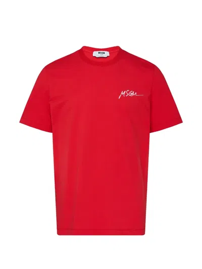 Msgm Logo T-shirt In Red