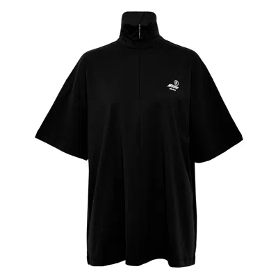 Msgm Logo T-shirt With Zip In Black