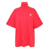 Msgm Logo T-shirt With Zip In Red