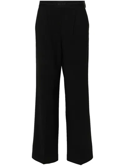 Msgm Wide-leg High-waist Trousers In Black