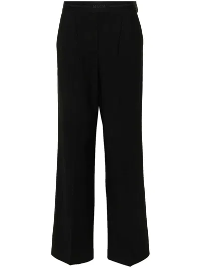 Msgm High Waist Straight Leg Trousers In Black