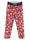 Msgm Logo-waistband Butterfly-print Leggings In Black
