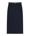 Msgm Logo Waistband Wool Skirt In Blue