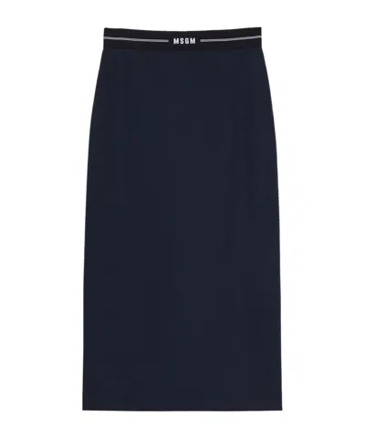 MSGM LOGO-WAISTBAND MIDI SKIRT
