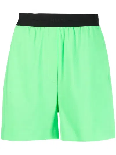 Msgm Waistband Elastic Pockets Side Bermuda In Green