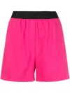 Msgm Logo-waistband Shorts In Rosa