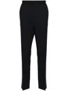 Msgm Tailored Black Trousers With Elastic Waistband In Blue