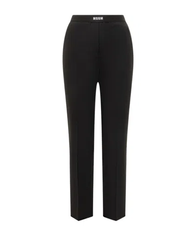 Msgm Logo-waistband Trousers In Black