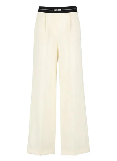 Msgm Logo Waistband Wide In White