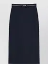 Msgm Logo Waistband Wool Skirt In Blue