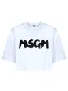 Msgm Logo-print Cropped T-shirt In White