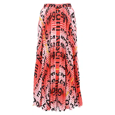 Pre-owned Msgm Logo-all Over Print Midi Skirt In Multicolor Polyester