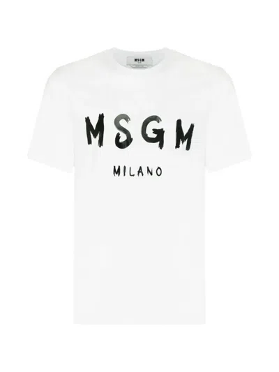 Msgm Logo-detail T-shirt In Brown