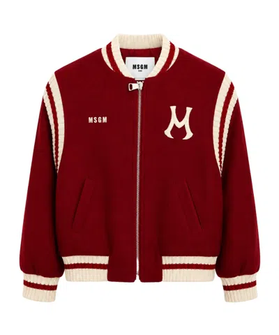 Msgm Logo-detailed Bomber Jacket In Red