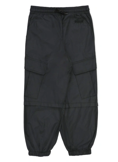 Msgm Kids' Logoed Cargo Trousers In Black