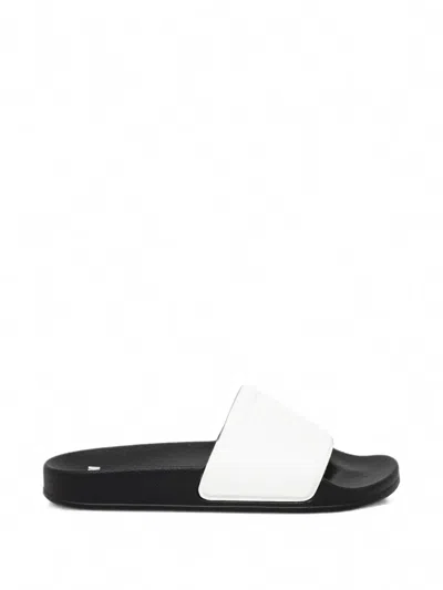 Msgm Logo-embossed Slides In White