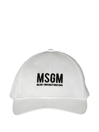 Msgm Kids' Logo-embroidered Baseball Cap In White