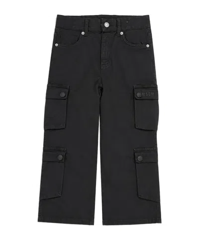 Msgm Logo-embroidered Cargo Pants In Animal Print