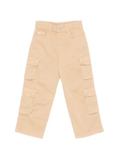 Msgm Kids' Logo-embroidered Cargo Pants In Neutrals