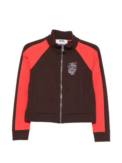 Msgm Logo-embroidered Colour-block Sweatshirts In Multi