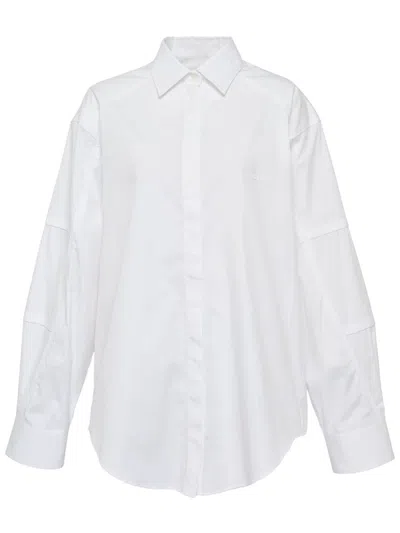 Msgm Logo-embroidered Cotton Shirt In White