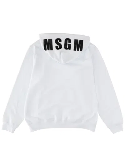 Msgm Logo-embroidered Cotton Sweatshirt In White