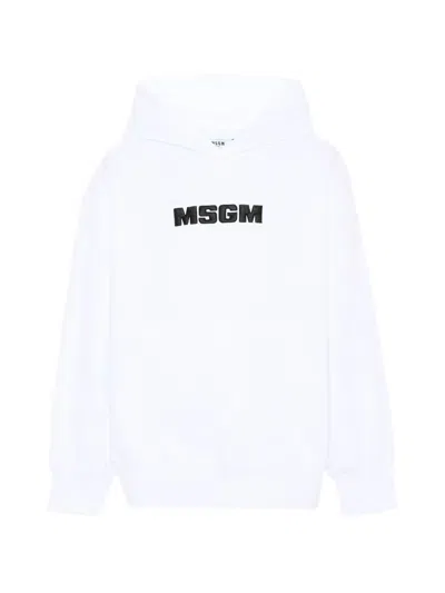 Msgm Kids' Logo-embroidered Hoodie In Multi